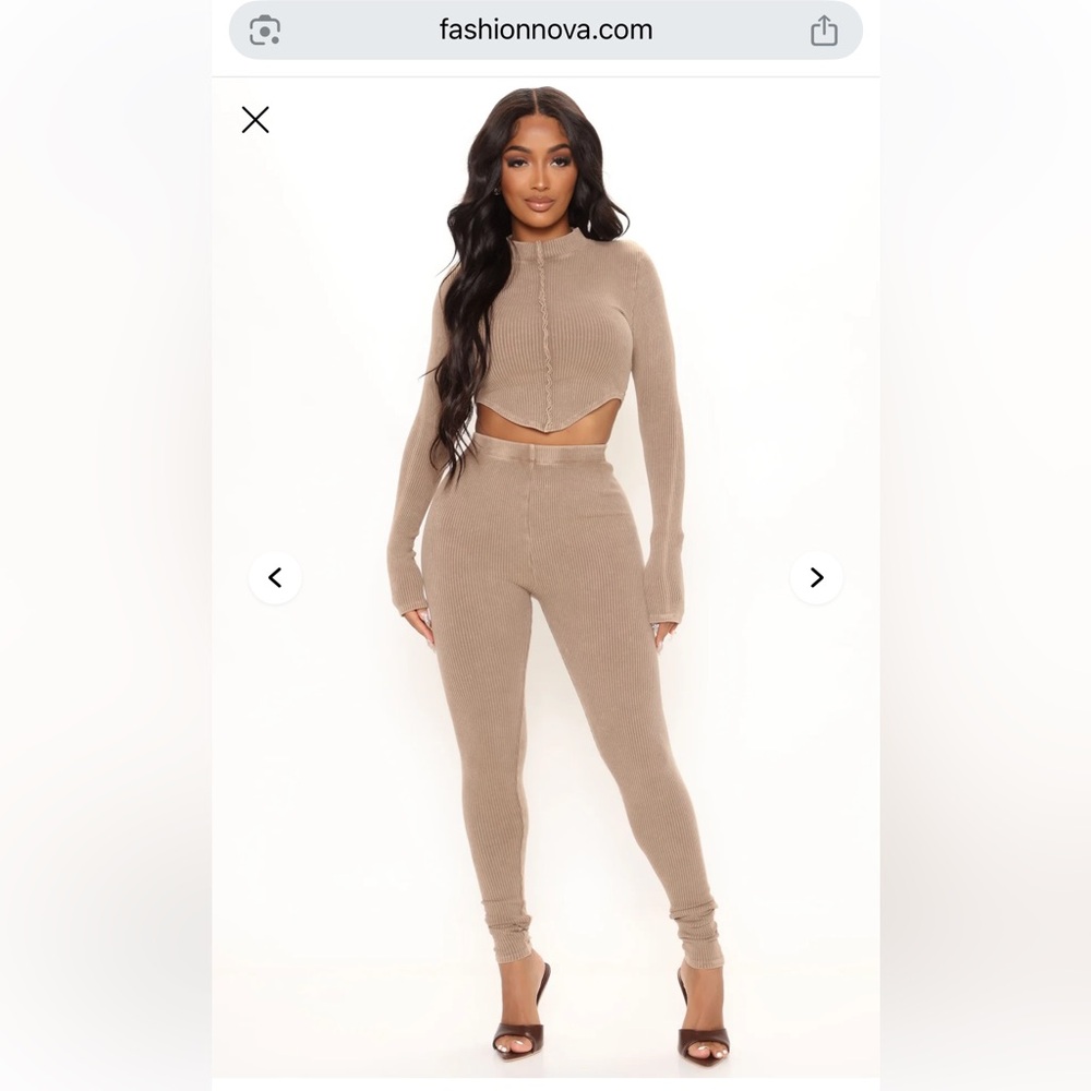 Women's Tan Ribbed Knit Set - Fashion Nova